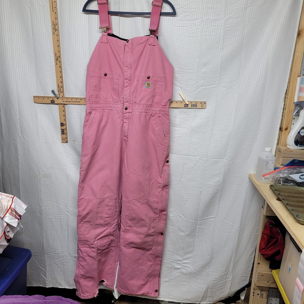 Carhartt For Women Pink Quilt Lined Bib Overalls WR027 PKR 18x32 Workwear